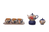Ceramic Coffee Cups & Teapot Set of 6- UAE