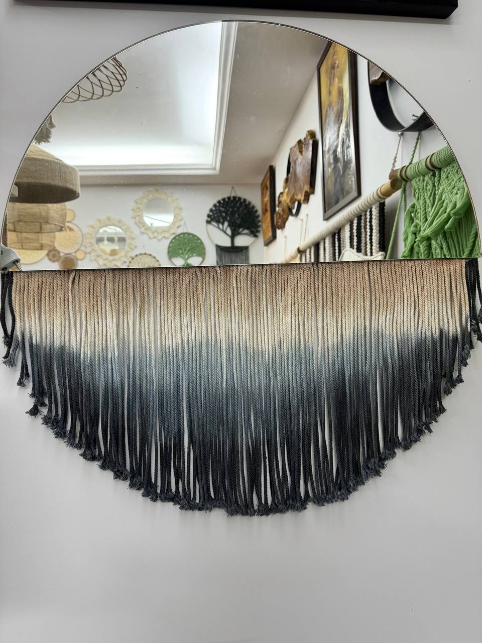 Arch Mirror 70x70cm, Stylish Wall Mirror with Macrame in Dubai