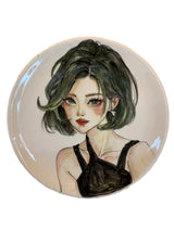 27 cm hand-painted "cute anime girl in black dress" ceramic plate