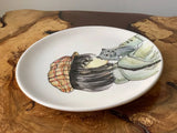 Wall ceramic plate hand painted decor, 27cm cat lover anime