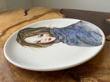 27cm wall hanging ceramic plate featuring a girl