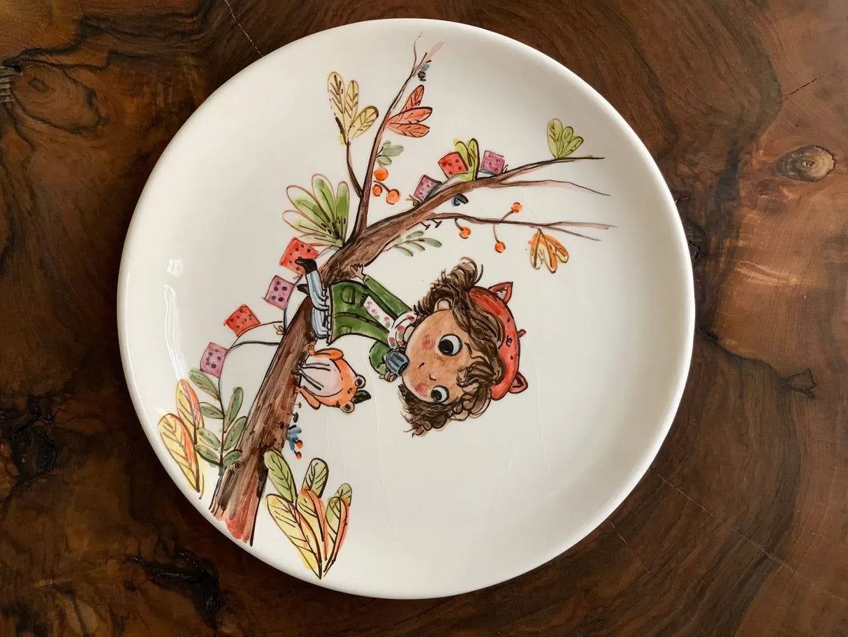 Hand-painted decorative ceramic plate, 27cm handmade