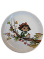Hand-painted decorative ceramic plate, 27cm handmade boy & frog on tree