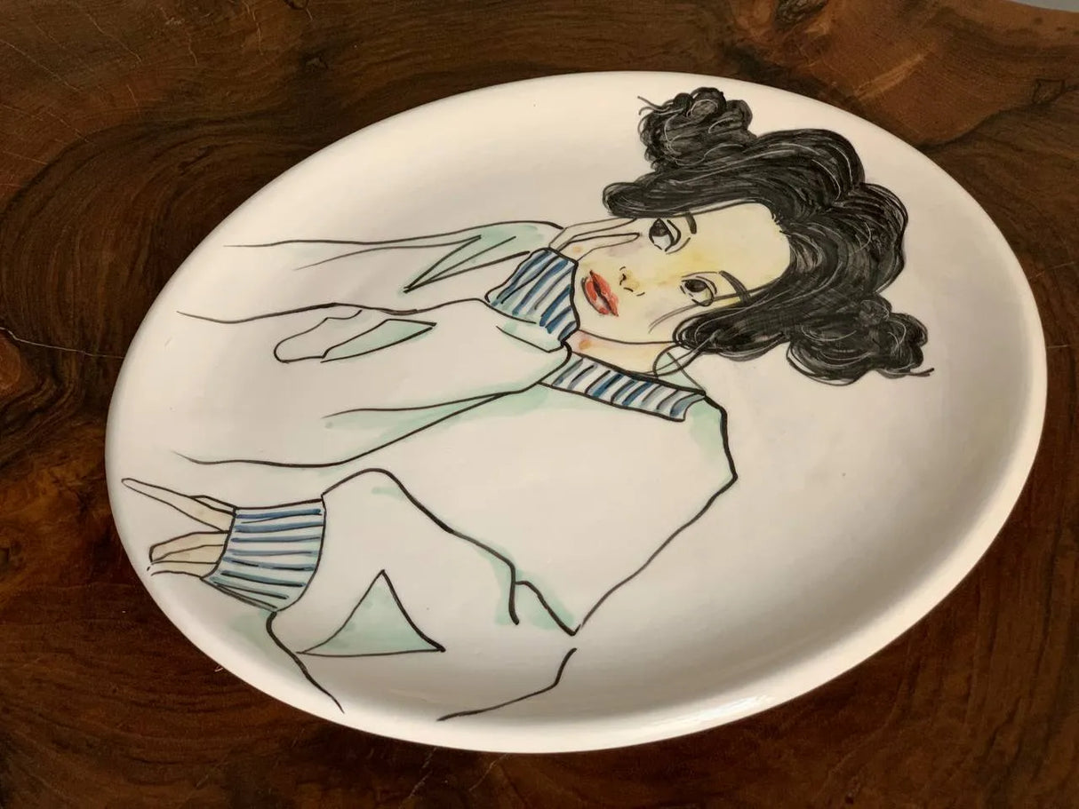 hand-painted ceramic plate for wall decor, 27cm