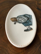Hand painted ceramic plate, 32x15 cm