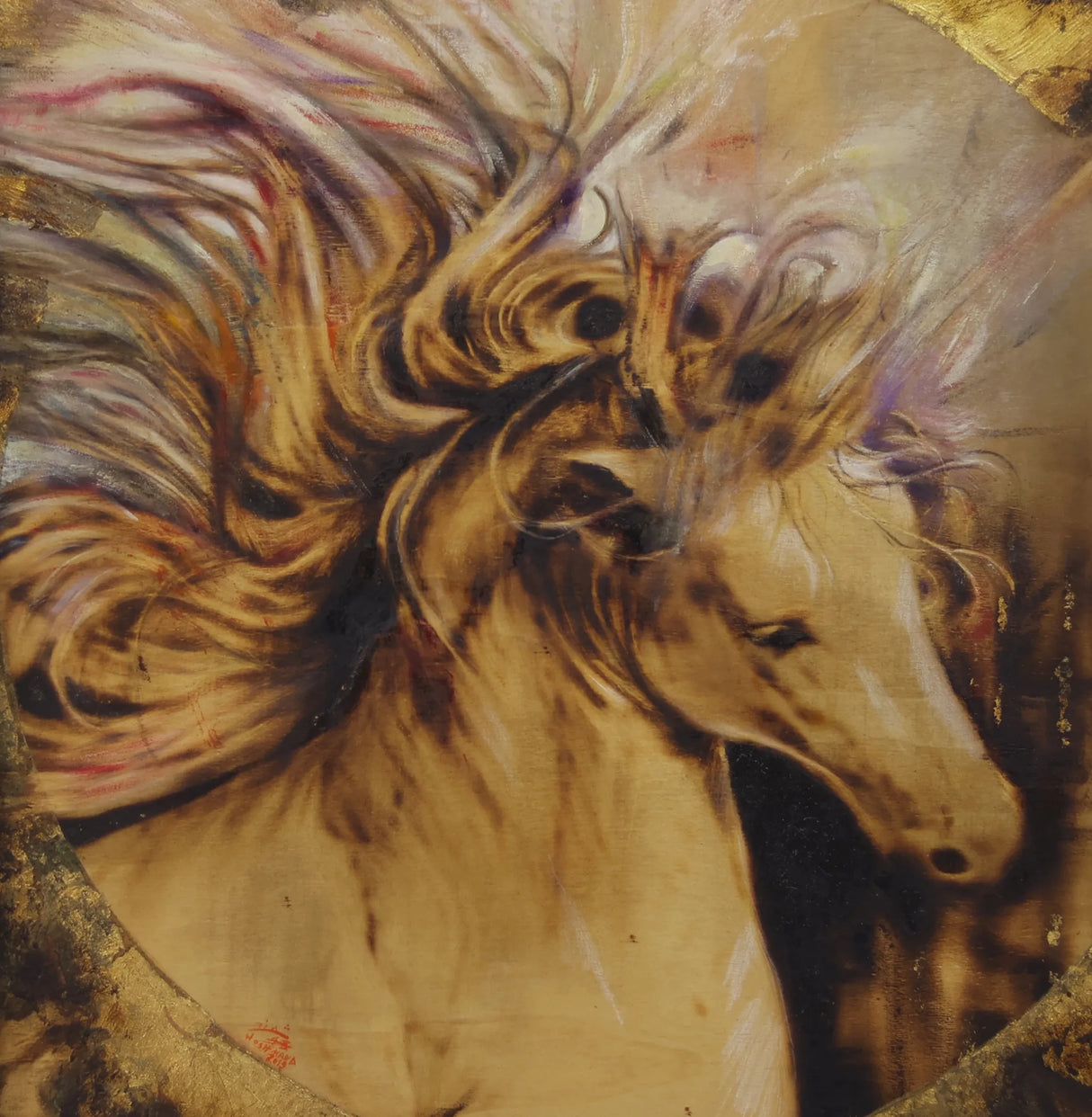 Wood Burning Wall 60x60cm Art Horse Pyrography - UAE 